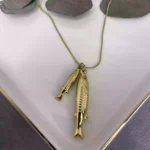 14K Altın Kaplama Çelik İkili Balık Kolye Gold