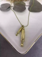 14K Altın Kaplama Çelik İkili Balık Kolye Gold
