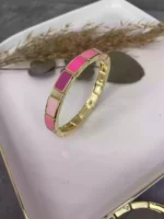 14K Dikdörtgen Pembe Geçişli Domino Bileklik - Görsel 2