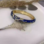 14K Lacivert Mineli Gold Kelepçe