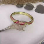 14K Mineli &Zirkon Taşlı Pembe Kelepçe