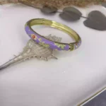 14K Mor Mineli Çiçek Kelepçe