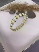 14K Oval Gold&Beyaz Geçişli Domino Bileklik - Görsel 3