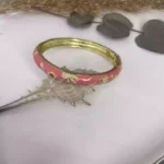14K Pembe Mineli Çiçek Kelepçe