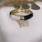14K Siyah Krem & Gold Geçişli Mineli Kelepçe
