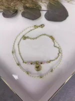 14K Zincir Ve İp Detaylı Deniz Kabuğu Halhal Gold
