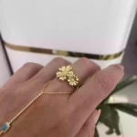 14K Altın Kaplama Papatya Yüzük