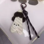 Aksesuar Çarşısı Kumaş Köpek Çanta Charm Krem Rengi