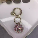 Aksesuar Çarşısı Pembe Top Taşlı Anahtarlık