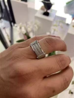 Çelik Silver Ortası Halat erkek Yüzüğü