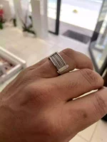Çelik Silver Ortası Halat erkek Yüzüğü - Görsel 2