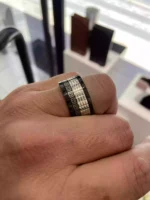 Çelik Siyah Ortası Silver İşlemeli Erkek Yüzük