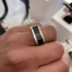 Çelik Siyah & Silver Dikdörtgen Yüzük
