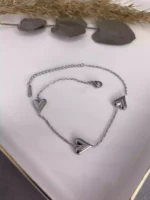 Çelik Üçlü Kalp Halhal Silver
