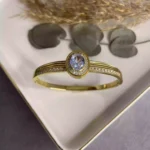 Ortası Oval Taşlı Çelik Kelepçe