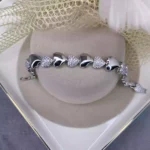 Özel Seri 14K Altın Kaplama Kalp Taşlı Bileklik Silver