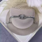 Özel Seri 14K Altın Kaplama Plaka Baget Taşlı Bileklik Silver