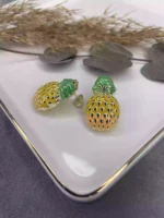 Özel Seri Mineli Ananas Küpe Gold - Görsel 2