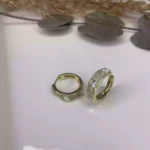 Özel Seri Zirkon Taşlı Minimal Halka Küpe Gold