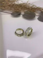 Özel Seri Zirkon Taşlı Minimal Halka Küpe Gold