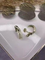 Özel Seri Zirkon Taşlı Yılan Küpe Gold - Görsel 3