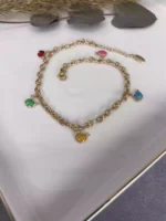 Özel Seri Renkli Mineli Balık Halhal Rose Gold - Görsel 2