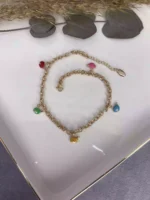 Özel Seri Renkli Mineli Balık Halhal Rose Gold