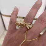 Pirinç Zirkon Taşlı Fiyonk Model Yüzük Rose Gold