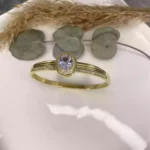 Çelik Oval Taşlı Şık Kelepçe