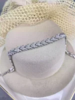 Özel Seri 14K Silver Taşlı Balık Kılçığı Bileklik - Görsel 2