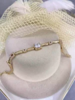 Özel Seri Rose Gold Ortası Kare Baget Taşlı Bileklik