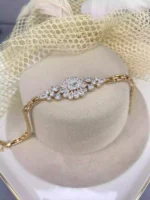 Özel Seri Rose Gold Ortası Taşlı Çiçek Model Bileklik - Görsel 2